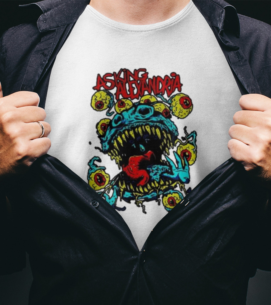 Asking Alexandria Eyeball Monster With Multiple Eyes And Fanged Mouth T-Shirt