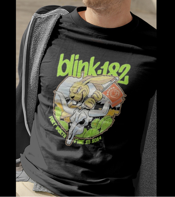 Blink-182 Fort Worth June 25 2024 Rabbit And Steer Skull T-Shirt