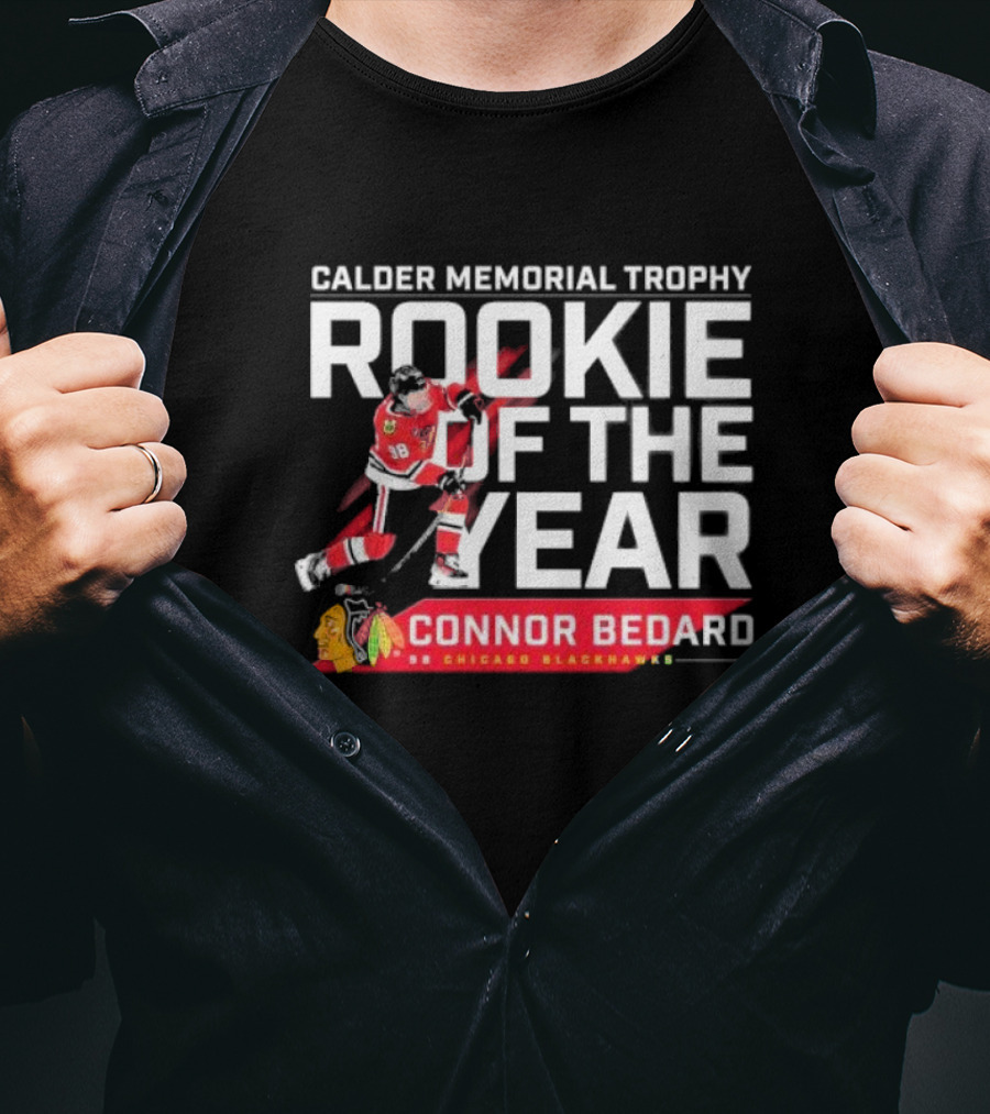 Connor Bedard Calder Memorial Trophy Rookie Of The Year 98 Chicago Blackhawks T-Shirt