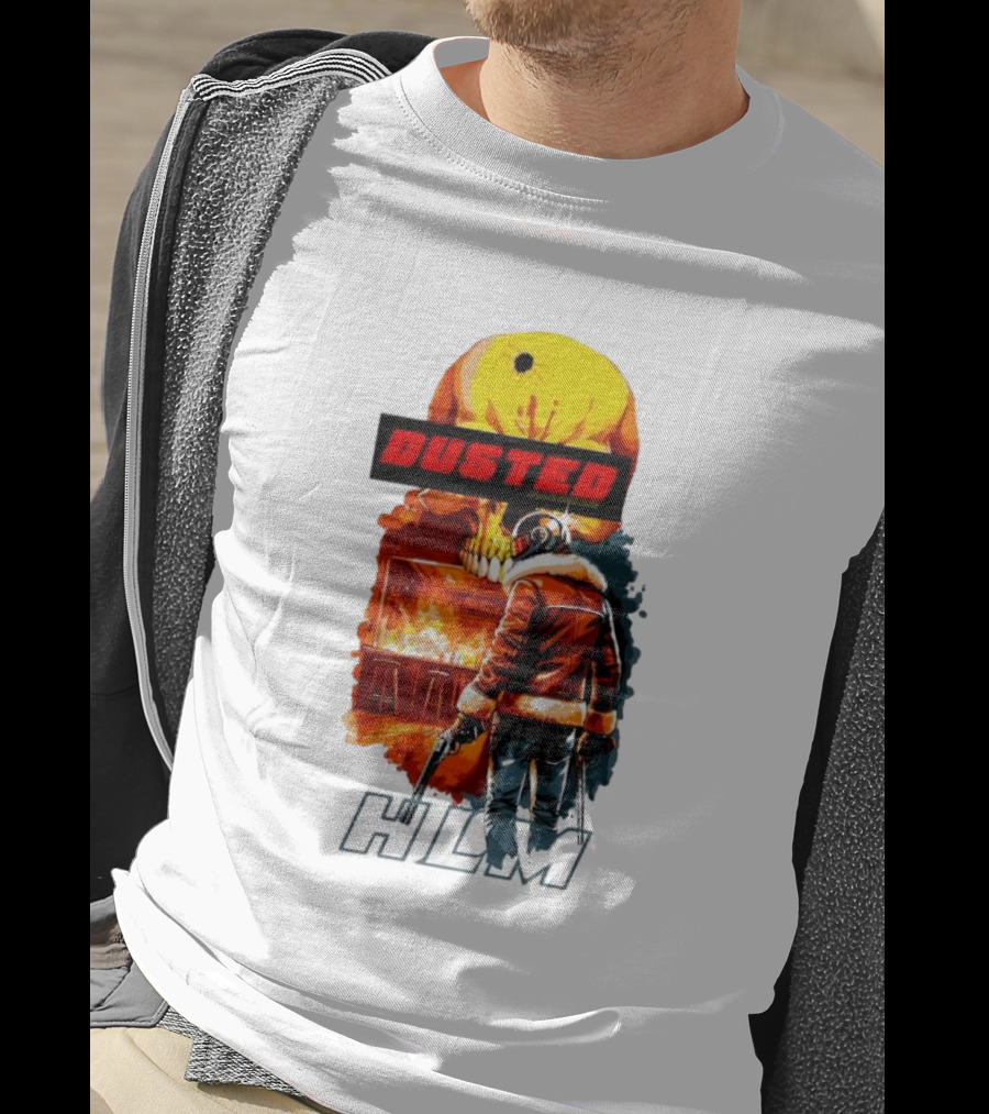 Dusted Miami Burnine Hlm Flame Skull Pilot Jacket Guns T-Shirt