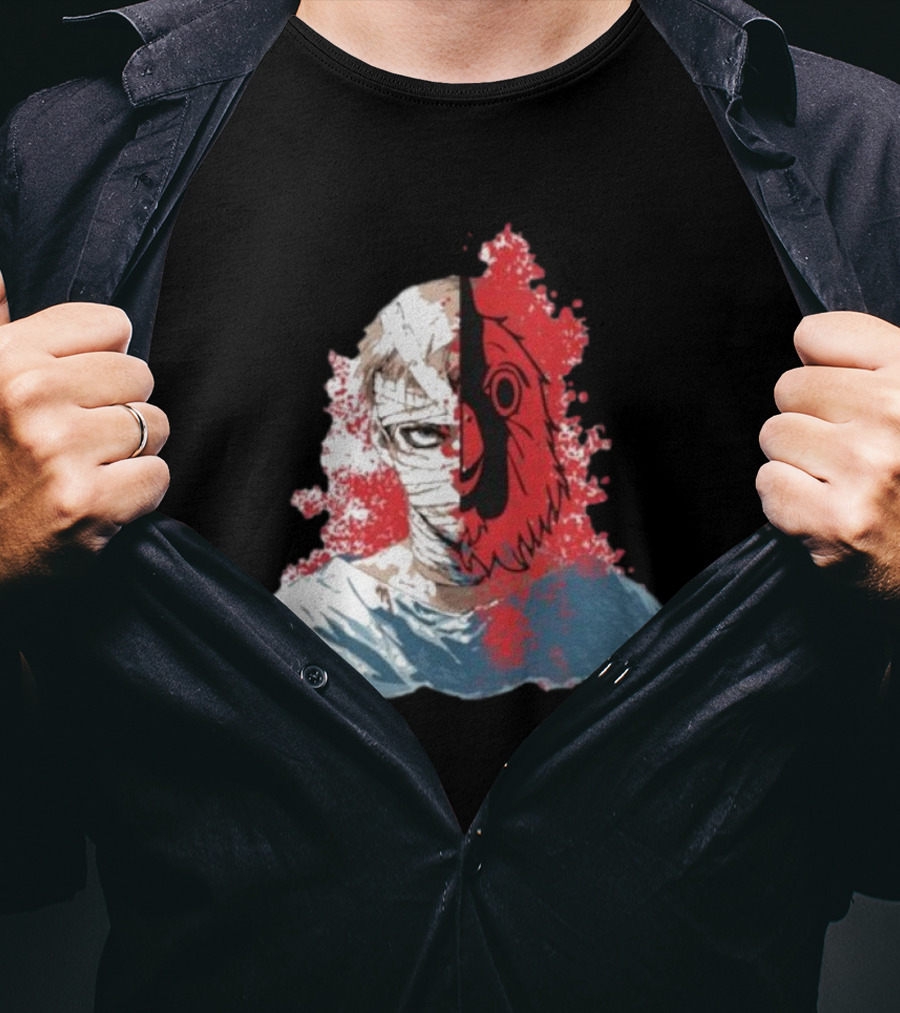 Hospital Jacket Escape Graphic Red Splatter Masked Face T-Shirt
