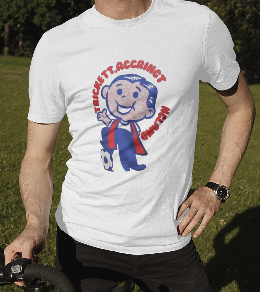 Trickett Accrington England Soccer Boy Cartoon Character T-Shirt