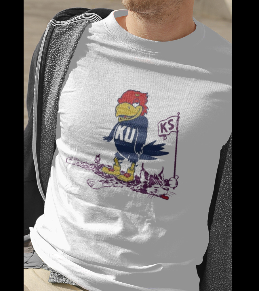 Kansas Jayhawks Vintage Rare Rivalry KU KS Flag T-Shirt