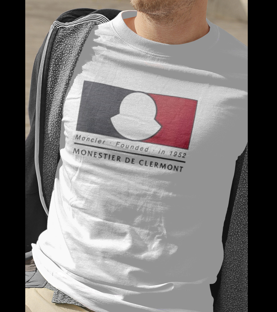 Moncler Founded In 1952 Monestier De Clermont Sky Blue Logo Black Red T-Shirt