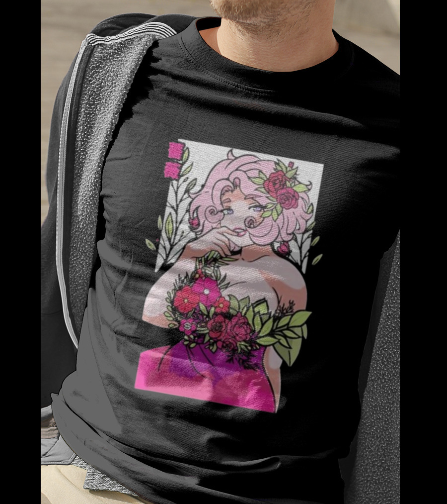 Ph1lza Game Supp Floral Anime Character T-Shirt