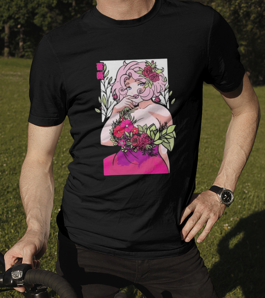 Ph1lza Game Supp Floral Anime Character T-Shirt