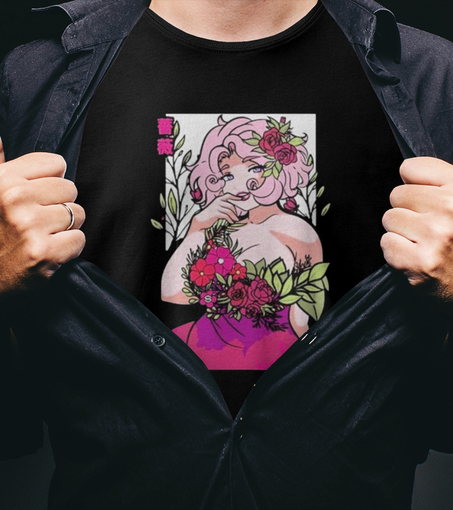 Ph1lza Game Supp Floral Anime Character T-Shirt