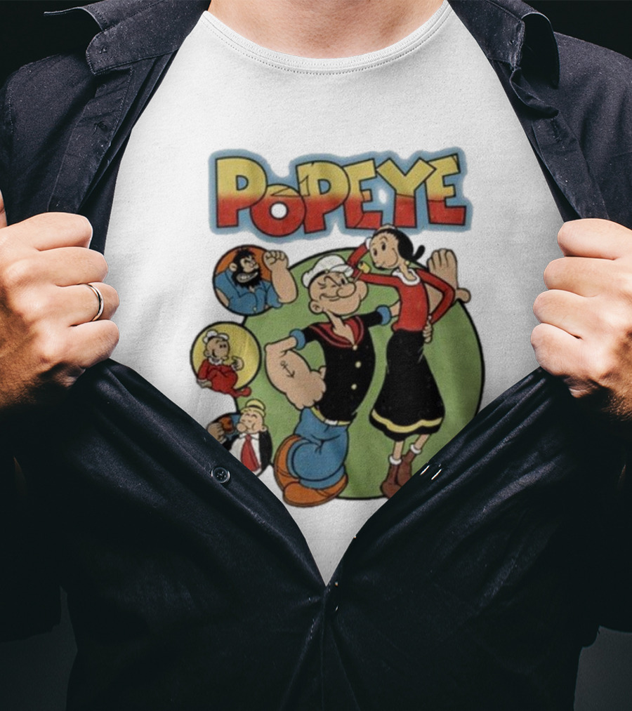Popeye And Olive Oyl Cartoon Characters Sailor Spinach Classic Animation T-Shirt