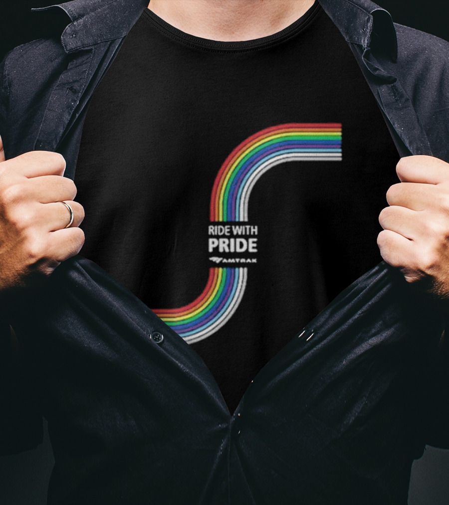 Ride With Pride Amtrak Rainbow Curve T-Shirt