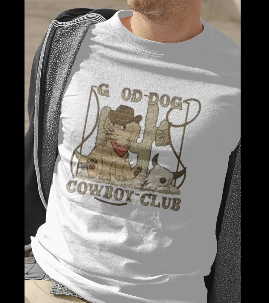 Good Dog Cowboy Club Cute Puppy With Bandana And Cowboy Hat In Western Scene T-Shirt