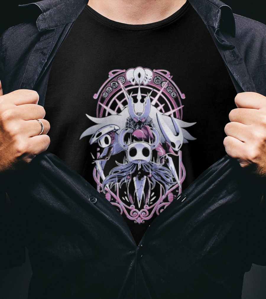Hollow Knight Wanderers Art Nouveau Design With Knight Nails And Charms T-Shirt