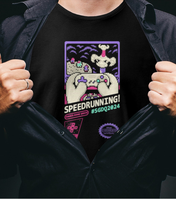 Speedrunning Games Done Quick Video Game Speedrunning #SGDQ2024 Official Gamer's Seal Of Quality T-Shirt
