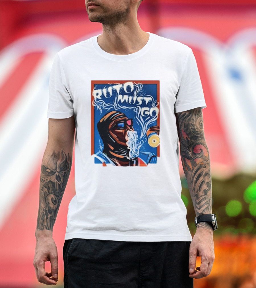 Ruto Must Go Bold Illustration with Smoking Character T-Shirt