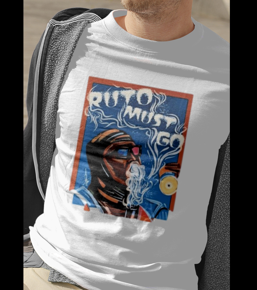 Ruto Must Go Bold Illustration With Smoking Character T-Shirt