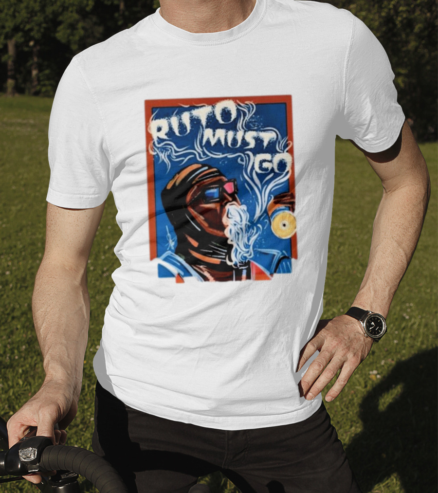 Ruto Must Go Bold Illustration With Smoking Character T-Shirt