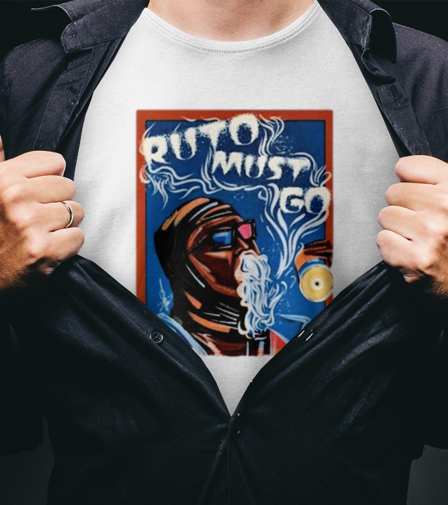 Ruto Must Go Bold Illustration With Smoking Character T-Shirt