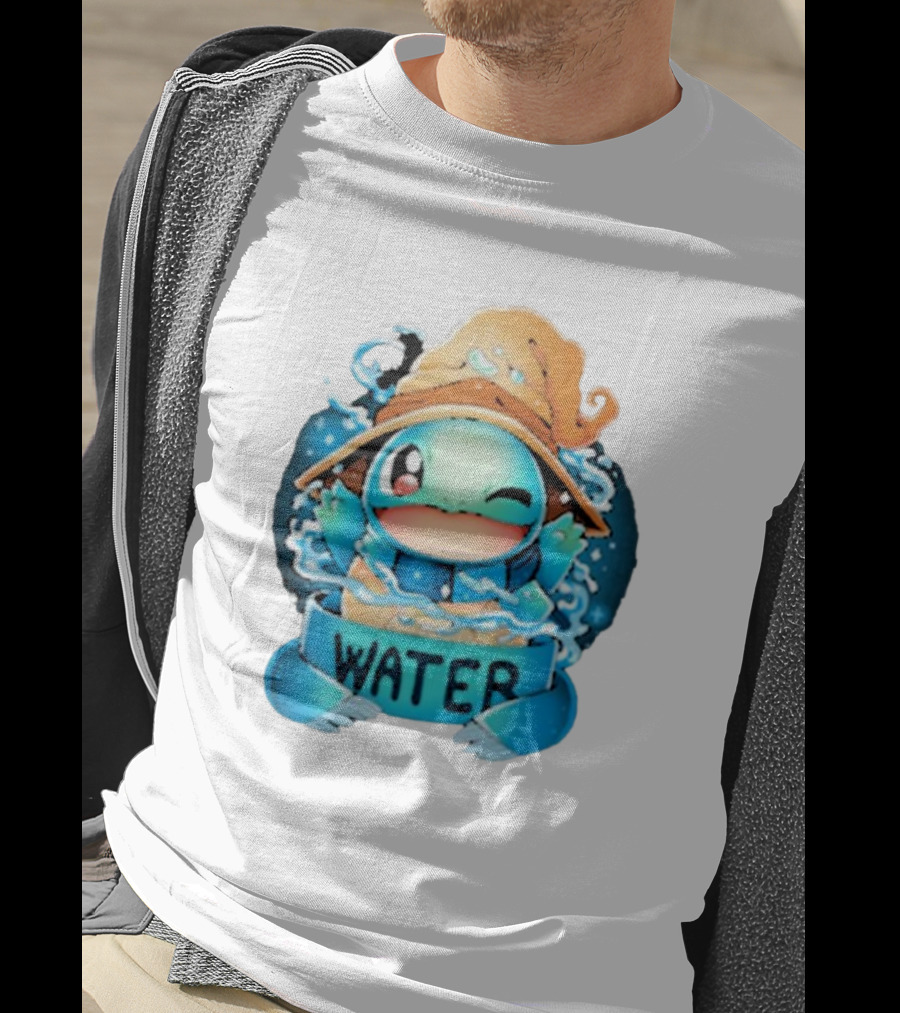 Squirtle Wizard Water Winking Blue Hat T-Shirt