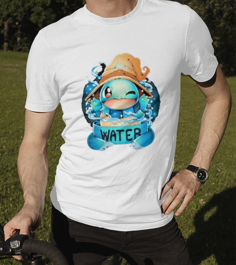 Squirtle Wizard Water Winking Blue Hat T-Shirt