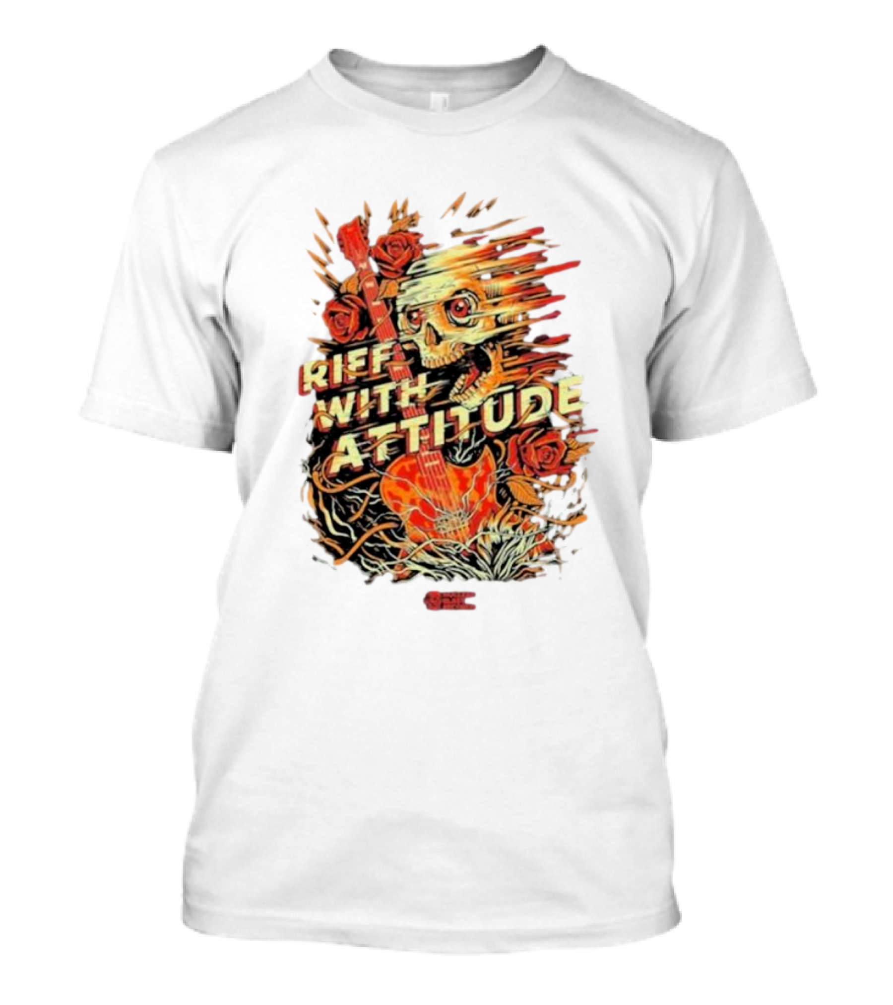 Nuclear Blast Records Riff With Attitude Skull Guitar Roses T-Shirt