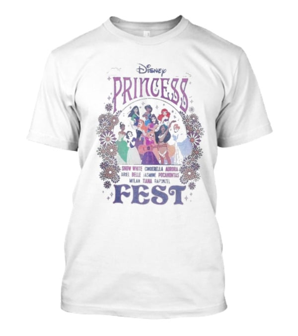 Disney Princess Fest Snow White Cinderella Aurora Ariel Belle Jasmine Pocahontas Mulan Tiana Rapunzel T-Shirt