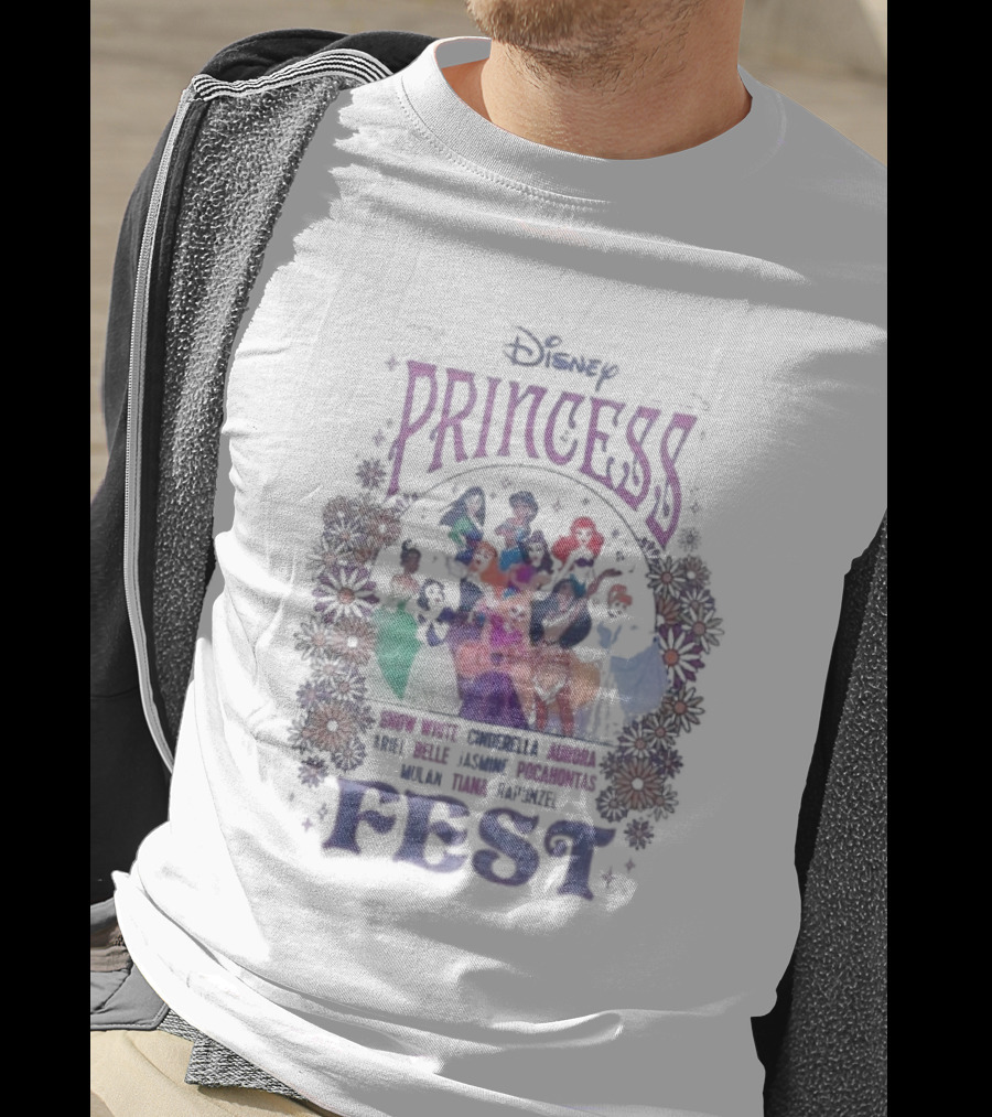 Disney Princess Fest Snow White Cinderella Aurora Ariel Belle Jasmine Pocahontas Mulan Tiana Rapunzel T-Shirt