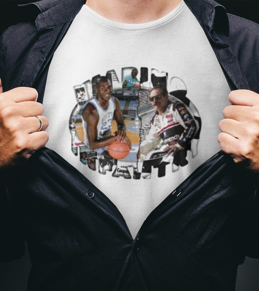 Marino Infantry Dale Earnhardt And Michael Jordan Crossover Sports Legends Collage T-Shirt