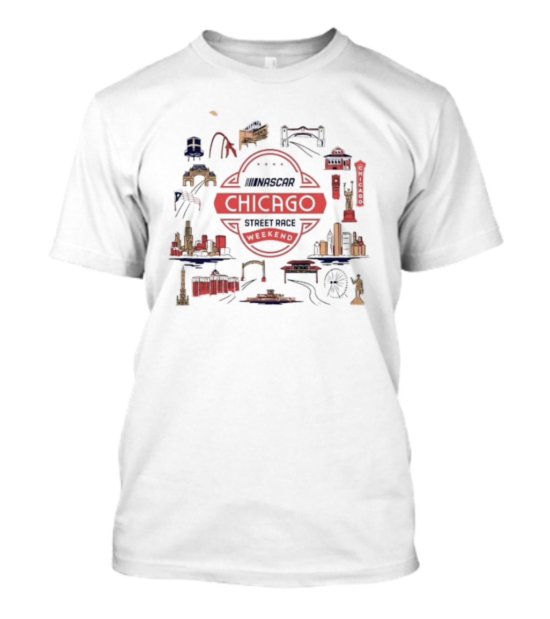 NASCAR Chicago Street Race Weekend Landmarks T-Shirt