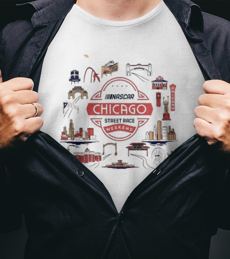 NASCAR Chicago Street Race Weekend Landmarks T-Shirt