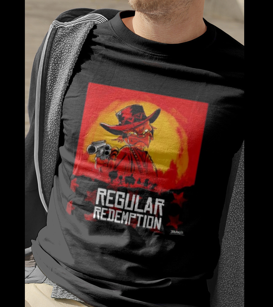 Regular Redemption Cartoon Cowboy Western Gunman T-Shirt