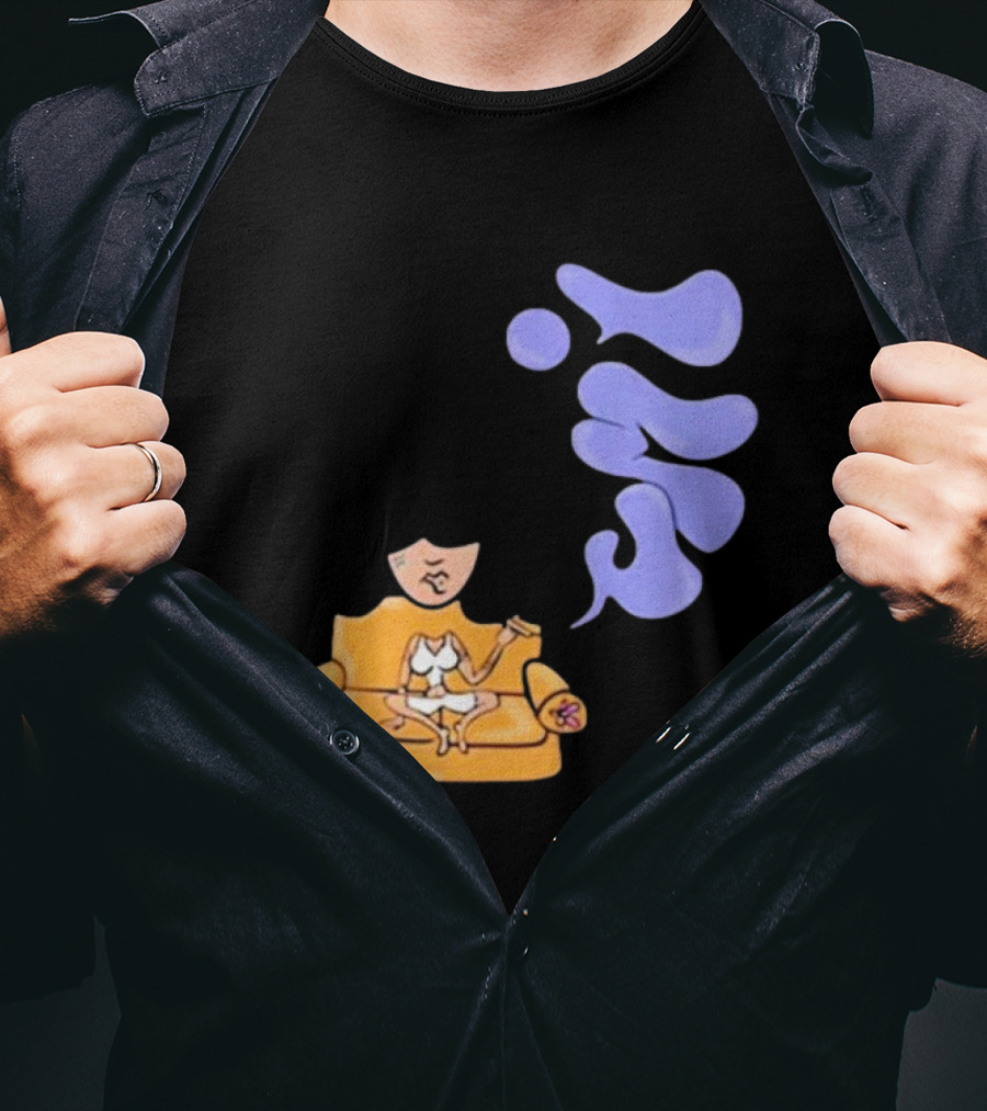 Umi Sitting On Couch With Whoisumi Stylized Smoke T-Shirt