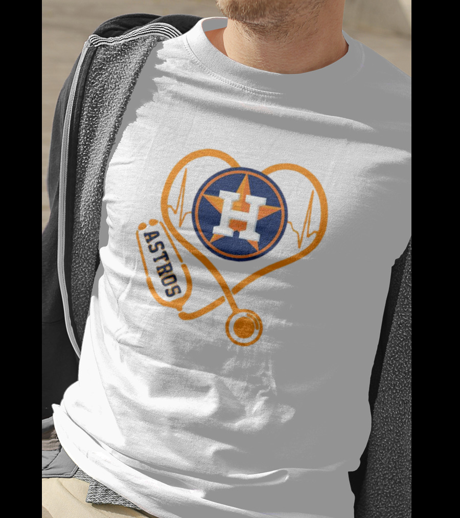 Heartbeat Nurse Love Houston Astros Stethoscope T-Shirt
