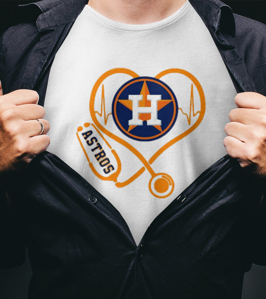 Heartbeat Nurse Love Houston Astros Stethoscope T-Shirt