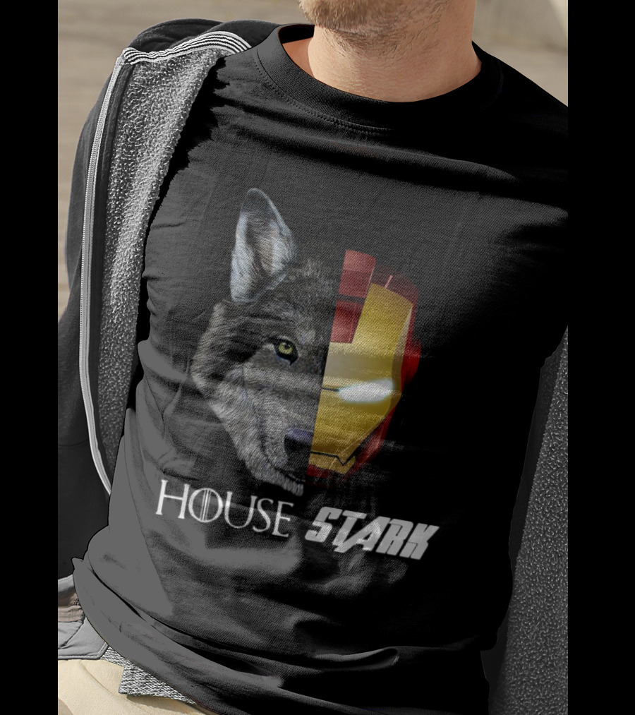 House Stark Iron Man Wolf Helm Stark T-Shirt