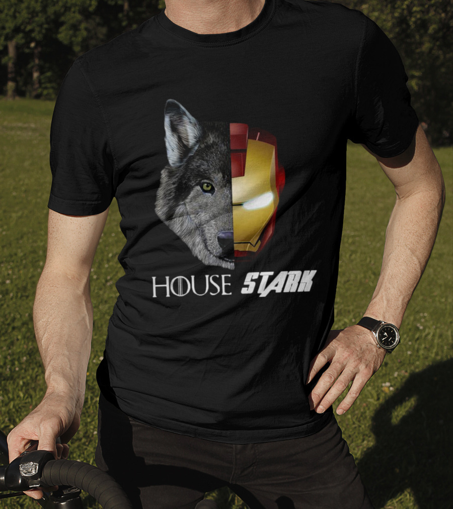 House Stark Iron Man Wolf Helm Stark T-Shirt