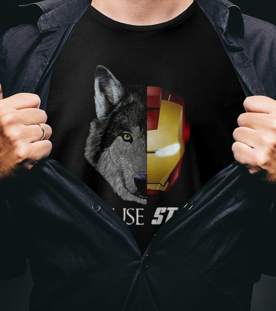 House Stark Iron Man Wolf Helm Stark T-Shirt