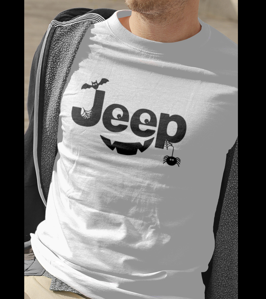 Halloween Jeep Logo With Bat, Spider, And Web Elements T-Shirt