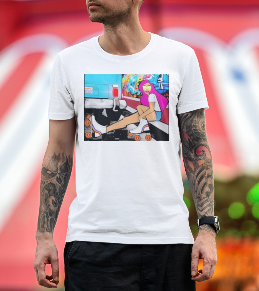 Tasha Vibrant Roller Skating Cali Street Art Vibe T-Shirt