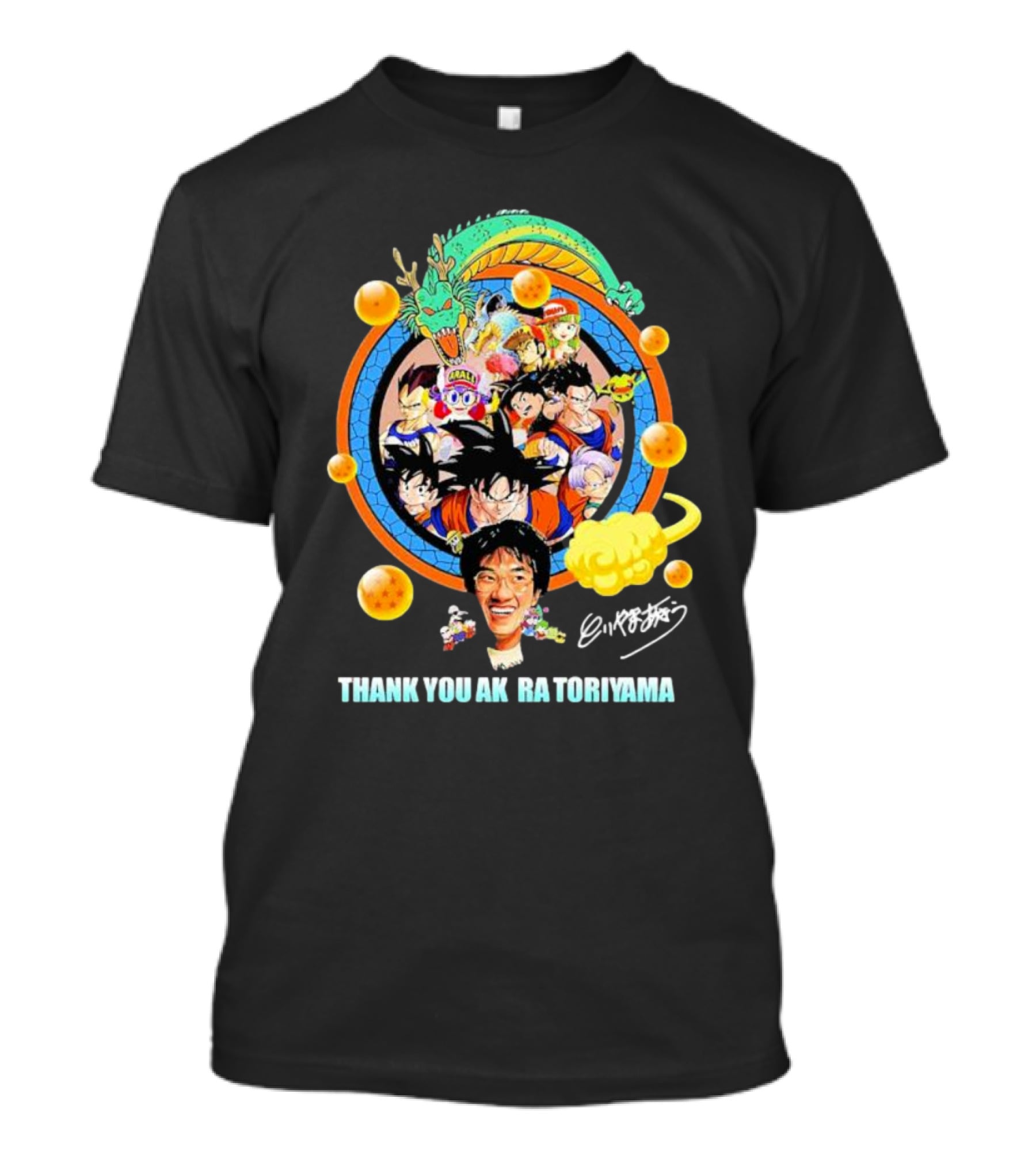 Thank You Akira Toriyama Dragon Ball Characters And Shenron With Dragon Balls T-Shirt