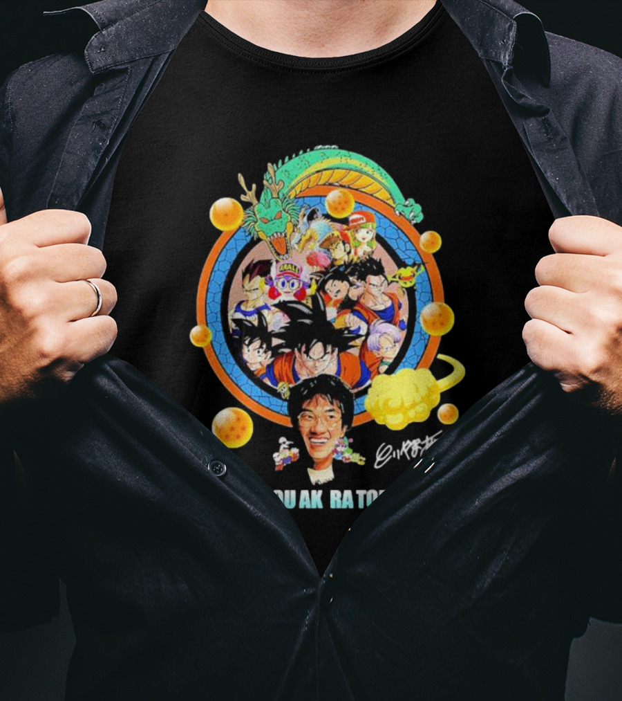 Thank You Akira Toriyama Dragon Ball Characters And Shenron With Dragon Balls T-Shirt