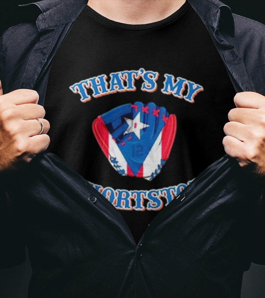 THAT'S MY SHORTSTOP Puerto Rican Flag Baseball Glove T-Shirt