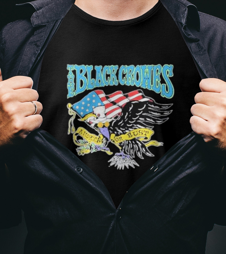 The Black Crowes Amorica Or Bust Eagle With American Flag Wings T-Shirt