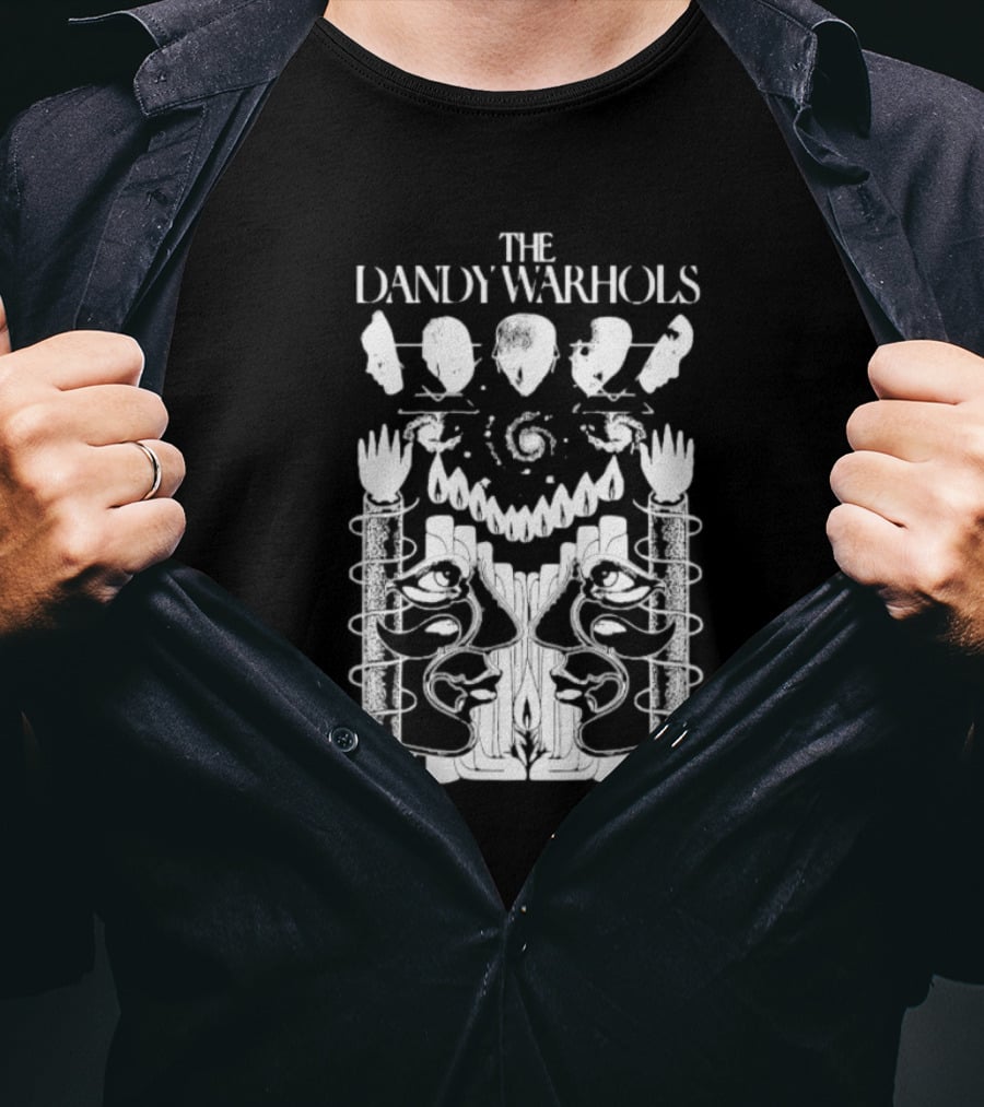 The Dandy Warhols 1992 Surreal Psychedelic Art Faces And Hands Spiral T-Shirt