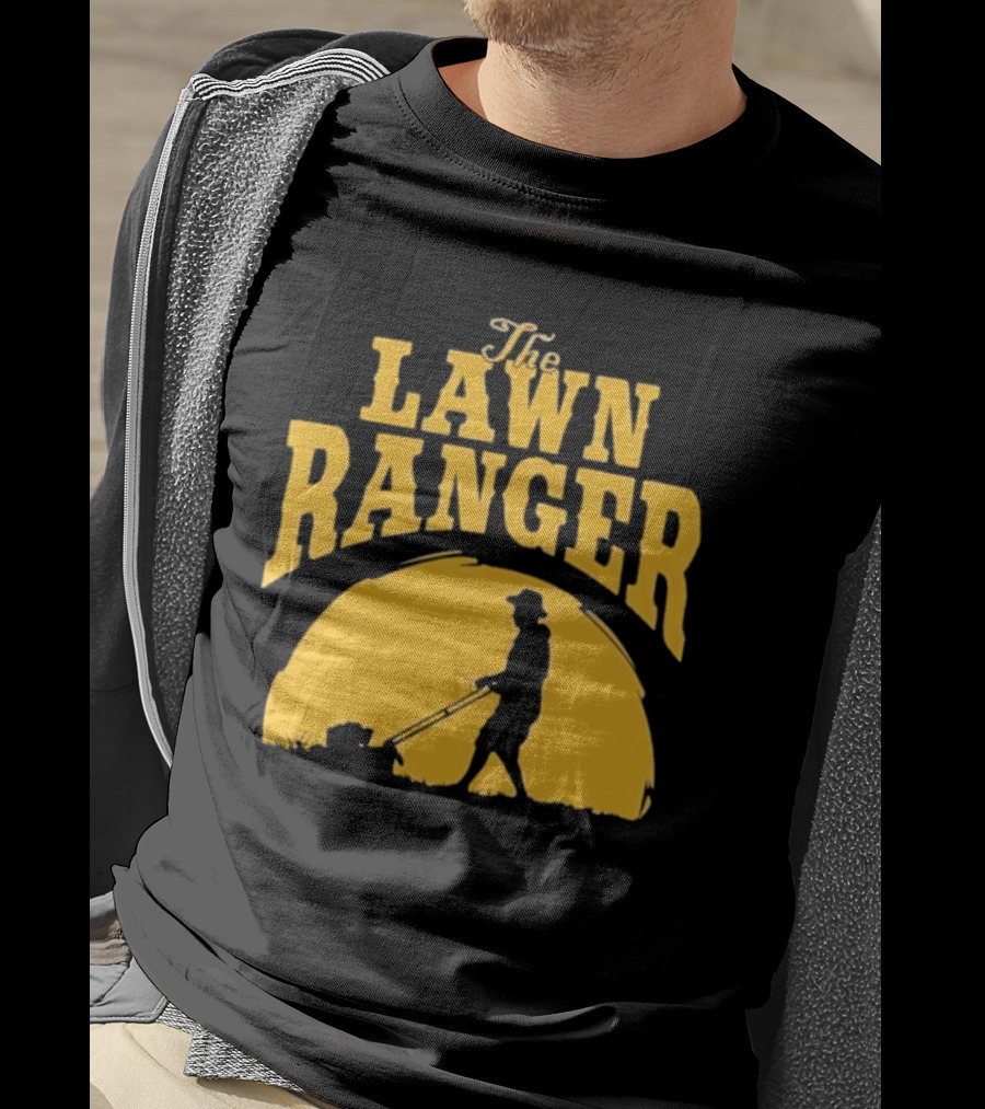 The Lawn Ranger Mower Silhouette Against Setting Sun T-Shirt