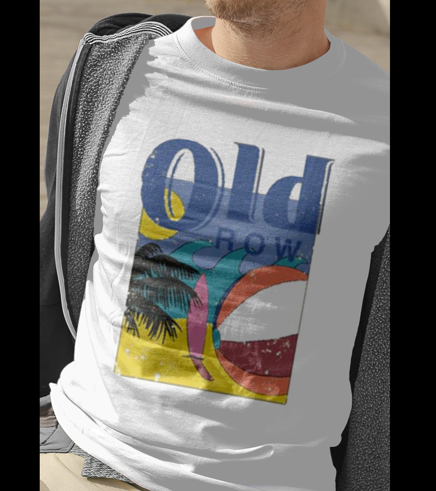 Old Row Beach Scene With Palm Trees And Beach Ball T-Shirt