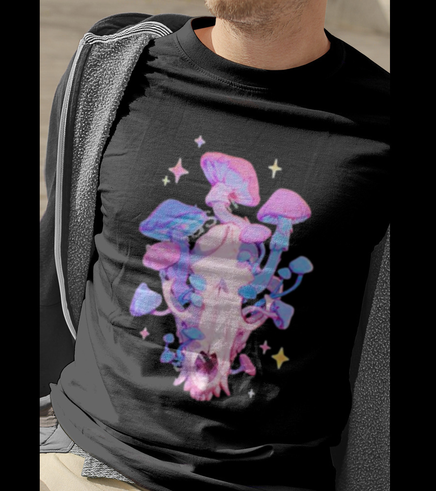Simkaye Storenvy Magic Raccoon Skull Psychedelic Mushrooms Stars T-Shirt