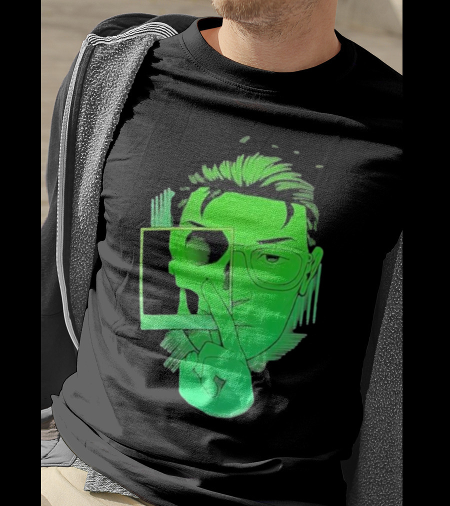 Skull Polaroid Green Neon Portrait Framerate T-Shirt