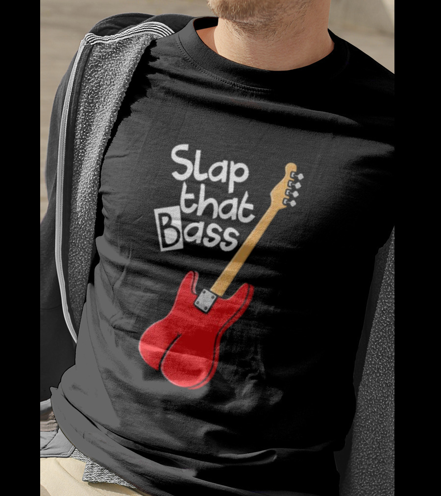 Slap That Bass Red Electric Guitar T-Shirt