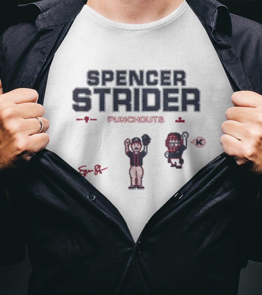 Spencer Strider Punchouts K Baseball Celebration 8-Bit T-Shirt