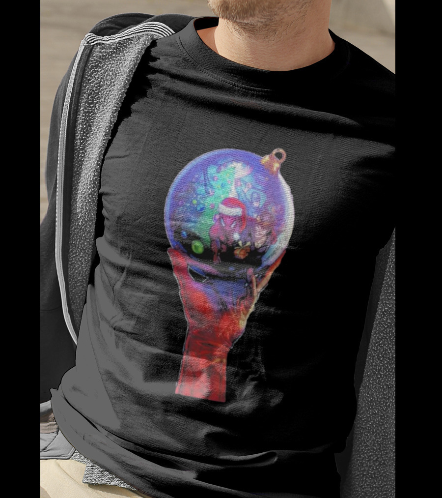 Spider-Man Christmas Ornament With Santa Hat Reflection T-Shirt