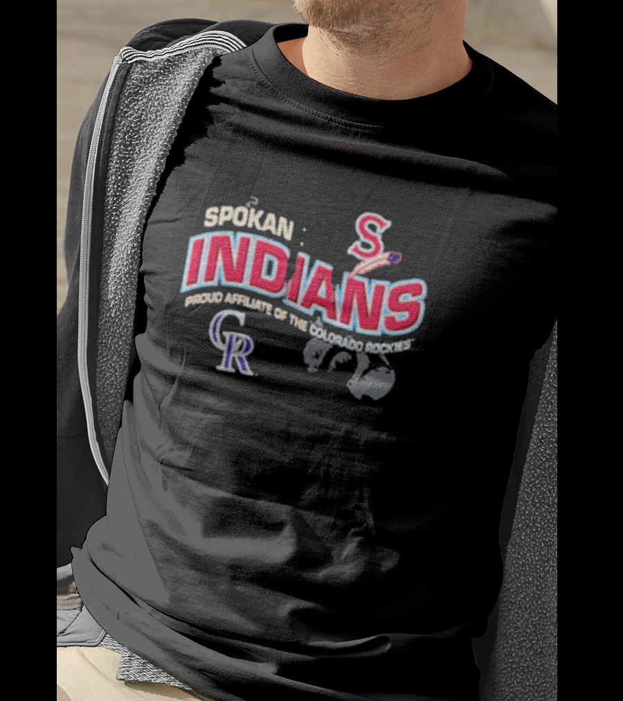 Spokane Indians Proud Affiliate Of The Colorado Rockies Black T-Shirt